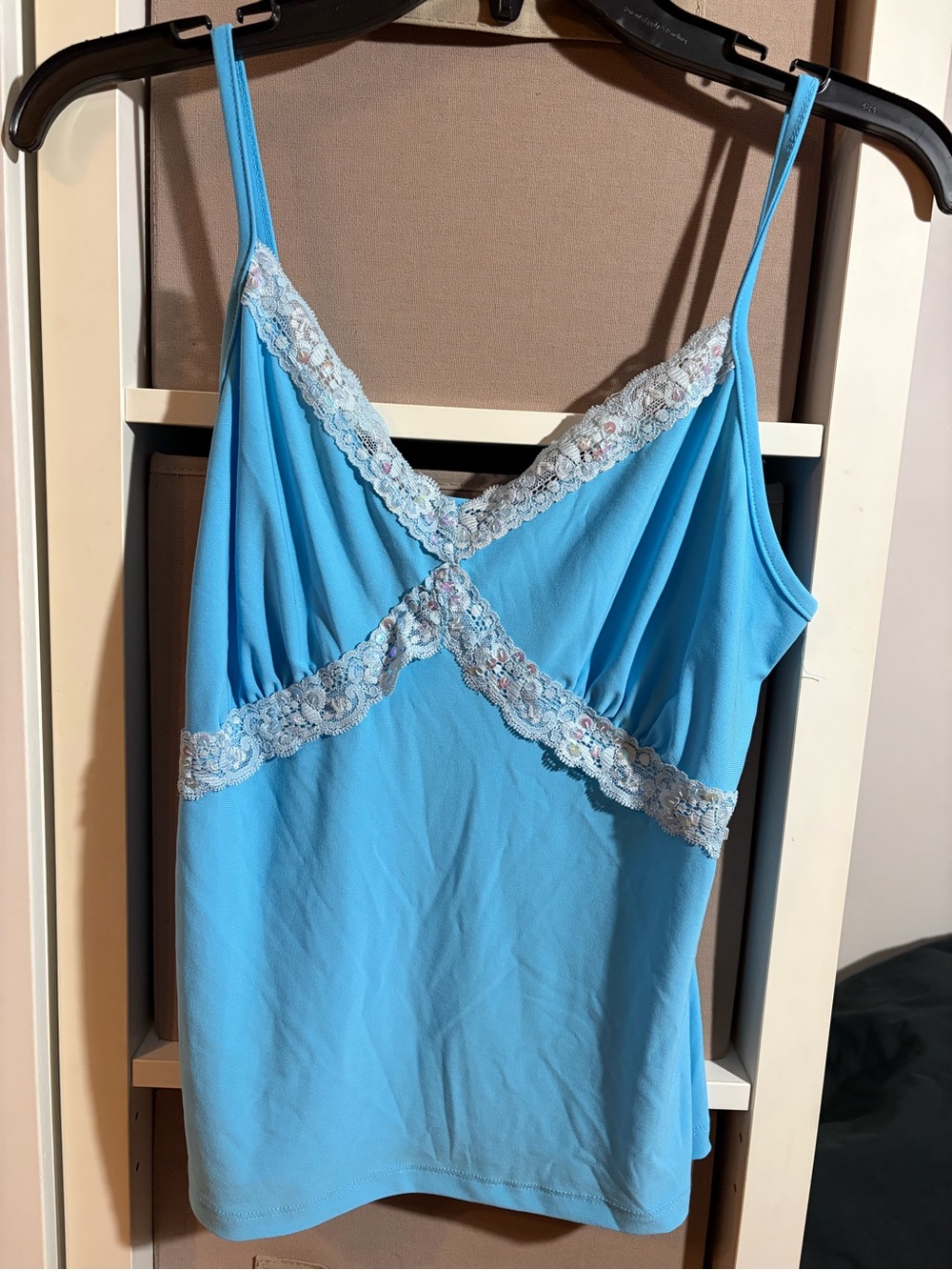 Light Blue Lace Trim tank top